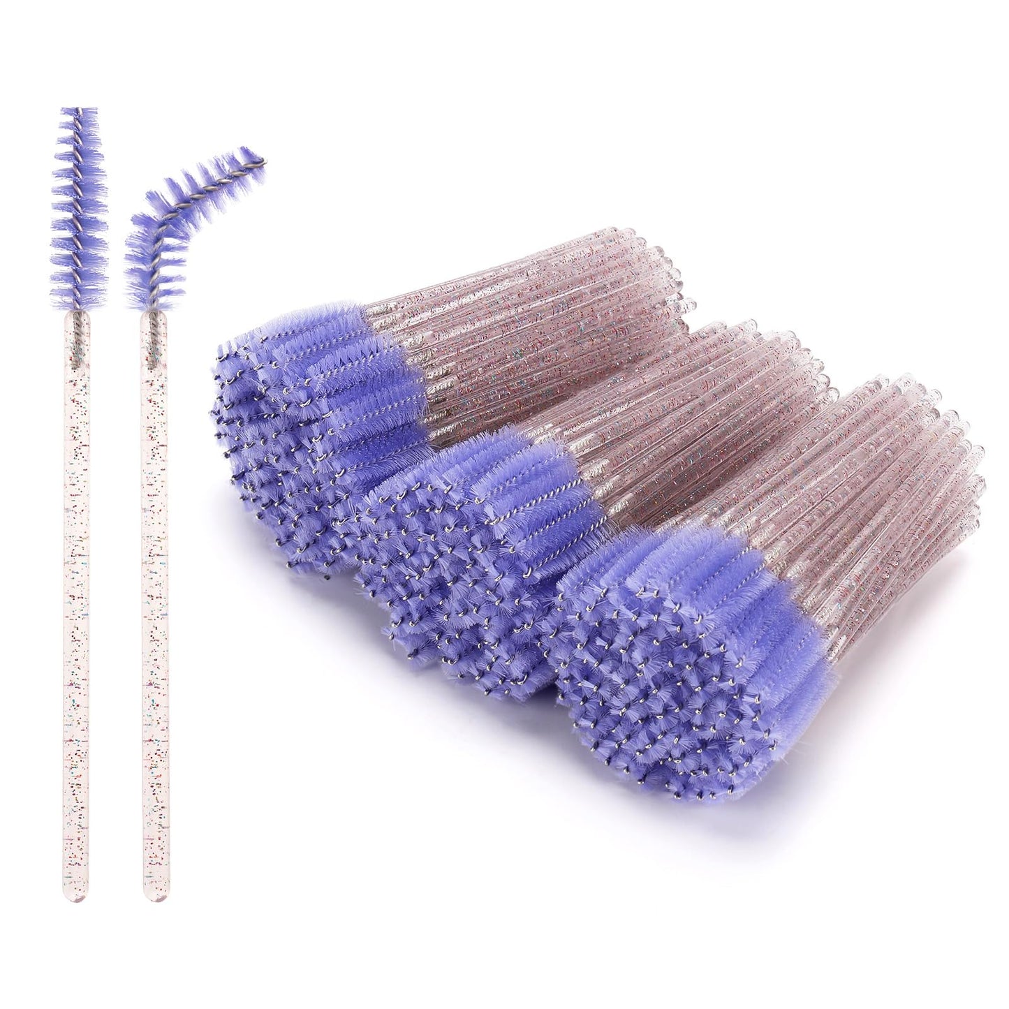 Tbestmax 300Pcs Disposable Eyelash Brush, Mascara Wands Makeup Brushes Applicators Kits for Eyelash Extensions and Eyebrow - Colorful Handle, Purple