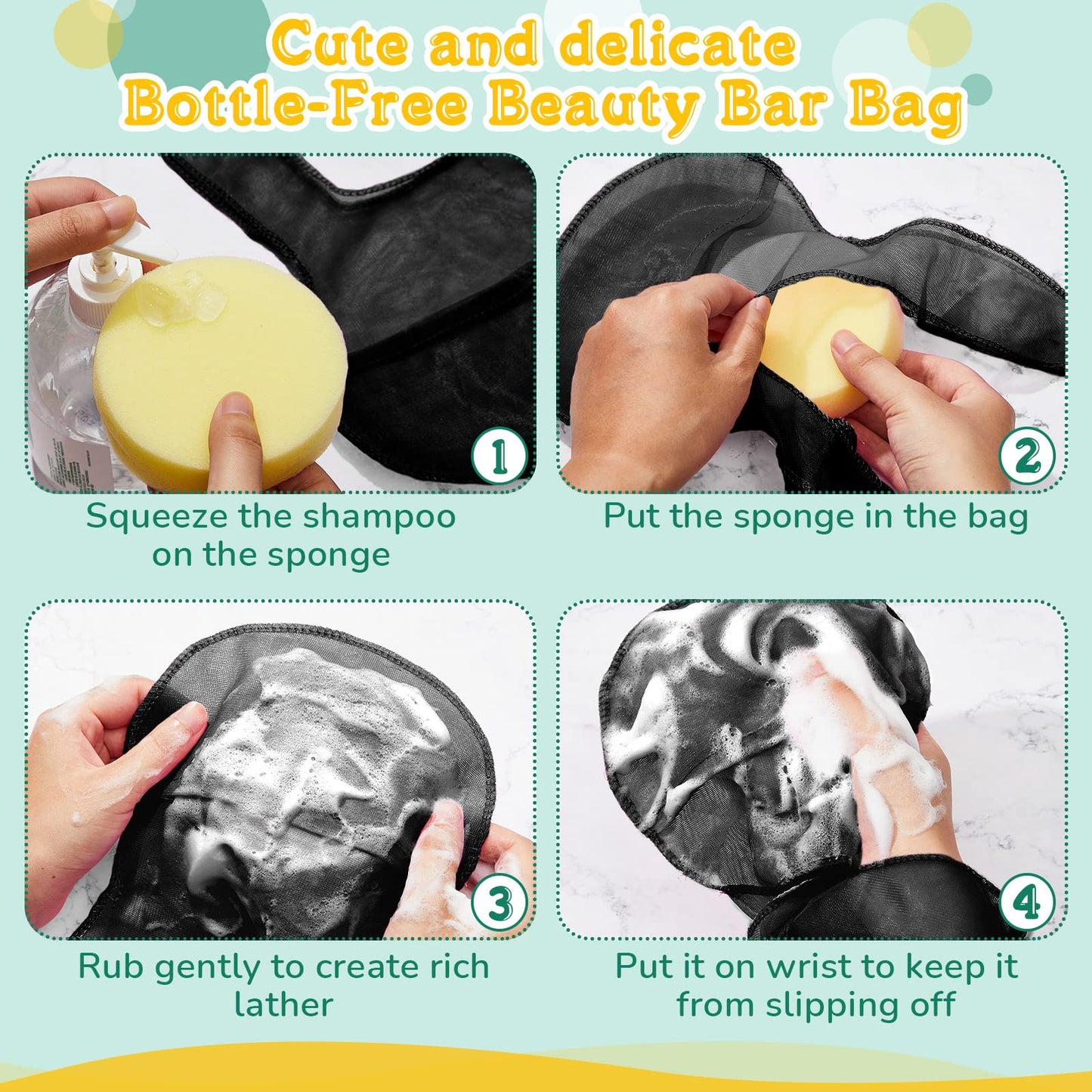 Nuanchu 4 Pcs Shampoo Bar Conditioner Bag Shampoo Bar Mesh Soap Bags for Exfoliating Soap Saver Pouch Bottle Free