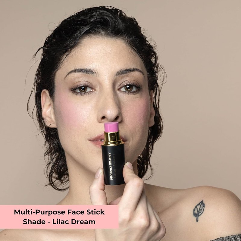 Cream Blush Stick - 3-in-1 Hydrating Makeup for Cheeks, Lips & Eyes | High Pigment Formula with Shea Butter & Hyaluronic Acid | Lilac Color