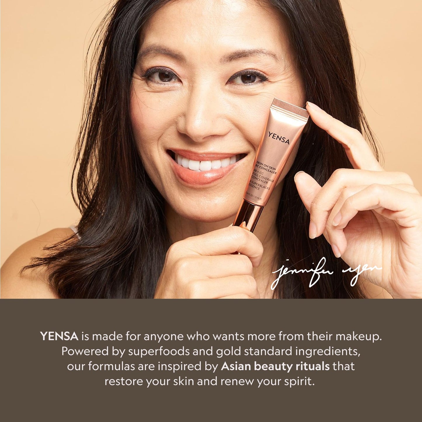 YENSA BC Foundation - Full Coverage Foundation, CC & BB Cream In One with SPF 40 - Enriched With Hyaluronic Acid & Peptides to Hydrate & Firm Skin - Korean Skin Care Makeup - Light Warm (1 oz)