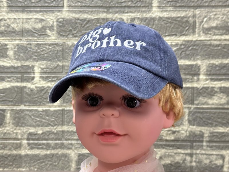 Horpe New Big Bro Gifts for Sibling, First Time Brother Baseball Cap, Pride Hat for Kid Boy, Embroidered Adjustable Washed Navy Blue Cap