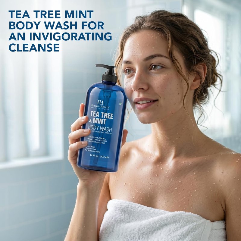 Botanic Hearth Tea Tree & Mint Body Wash - Refreshing Moisturizing Cleanser for Daily Use, 16 fl oz