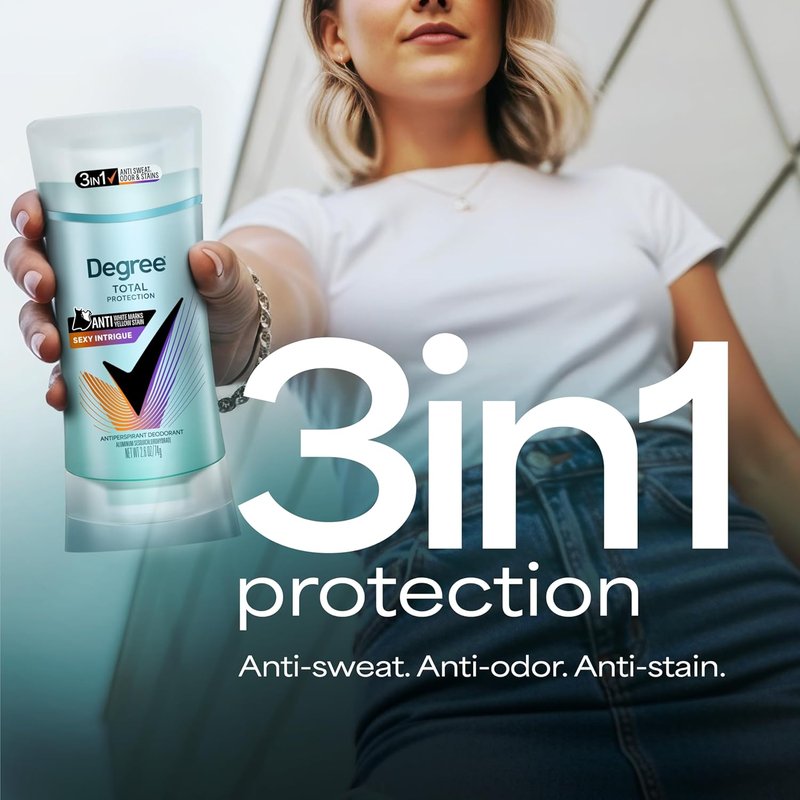 Degree 3-in-1 Antiperspirant Deodorant - Sexy Intrigue | 72-Hour Sweat, Odor & Stain Protection - 4 Pack, 2.6 oz