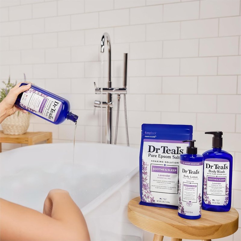 Dr Teal's Foaming Bath - Pure Epsom Salt for Soothe & Sleep | Lavender, 34 fl oz (Pack of 2)