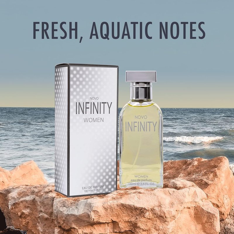 NovoGlow Infinity Eau De Parfum Spray for Women - 3.4 Fl Oz | Refreshing Citrus Floral & Musk Fragrance