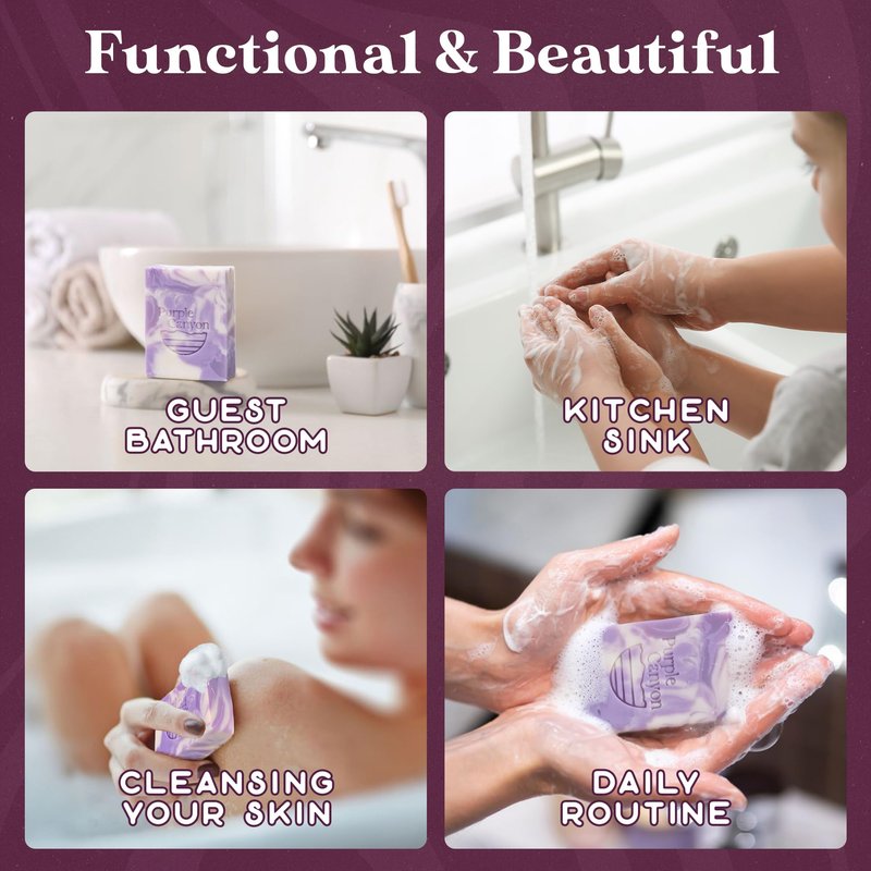 PURPLE CANYON 3 Pack of Handmade Soaps 4 Ounces Each | Bar Soap with Eucalyptus Essential Oil, Cocoa Butter, and Olive Oil | Perfect Moisturizing Skin Care Gift Set