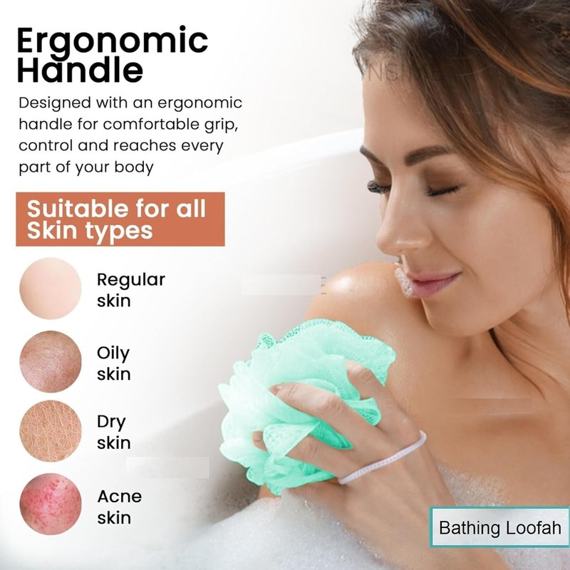 Colorful Mesh Loofah Sponges - 8-Pack Small Bath Poufs for Kids | Reusable Shower Balls