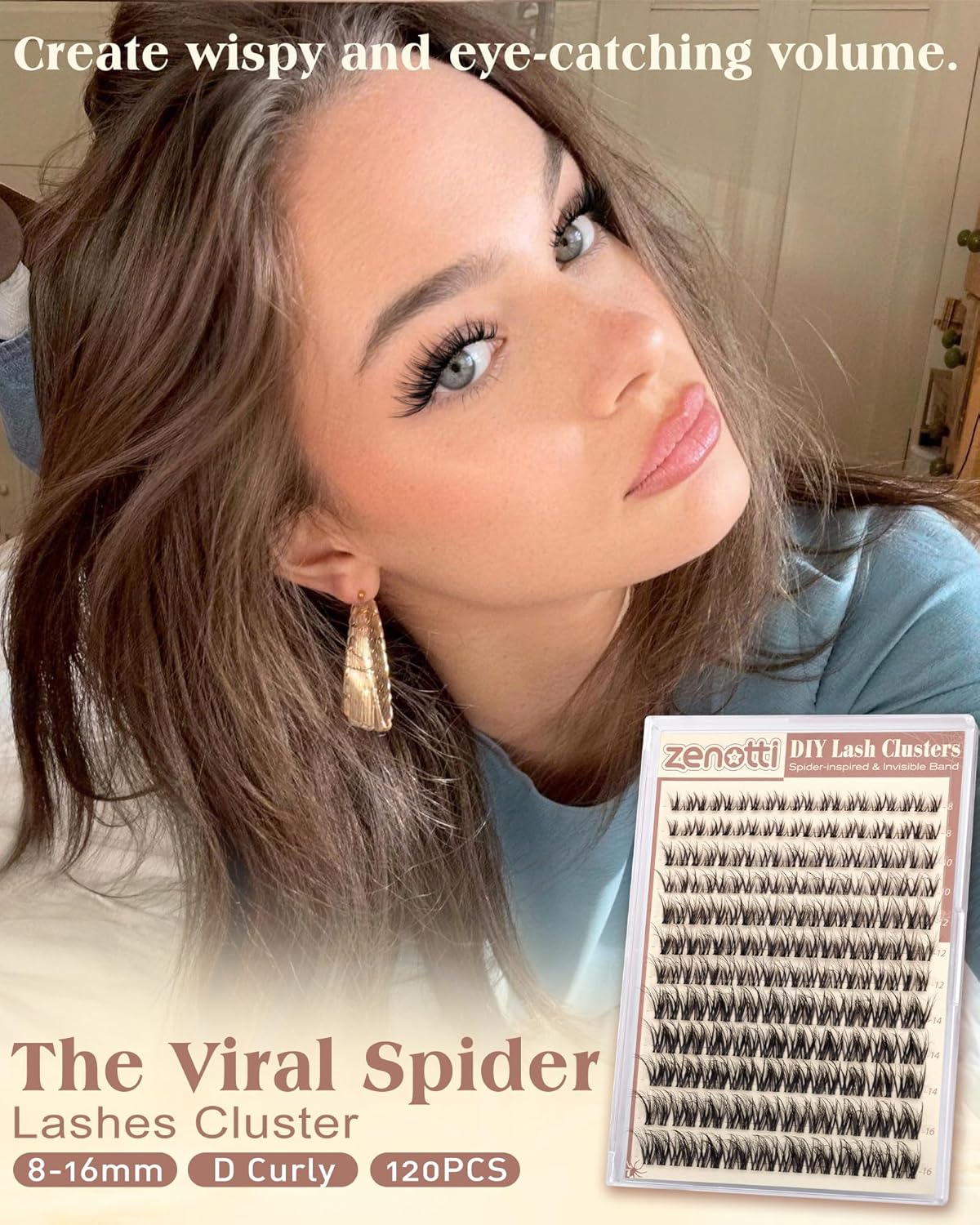 Zenotti Spider Lash Clusters - Wispy Eyelash Extensions for Natural Look | DIY 8-16mm Individual Lashes