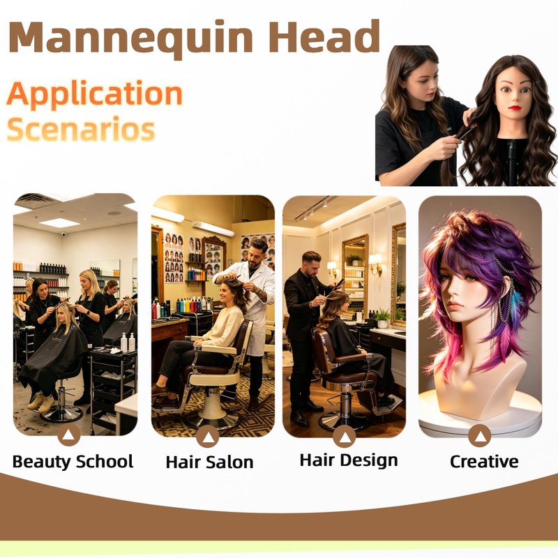 Cosmetology Mannequin Head with Hair, 26"-28" Synthetic Hair Mannequin Head for Braiding, Practice Hair Styling Training Doll Head with Stand