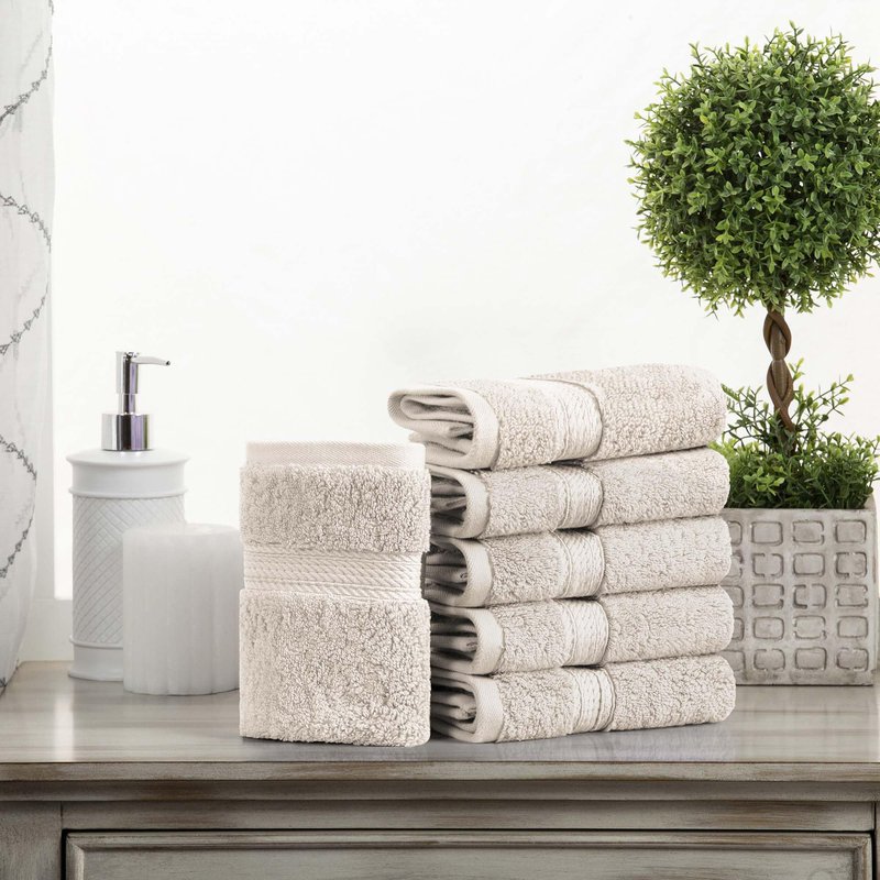 Superior Egyptian Cotton Plush & Absorbent, Face Towel Set of 6, Stone