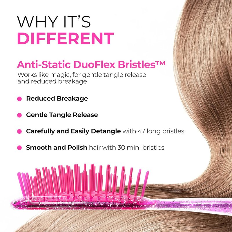 FHI Heat UNbrush Mini Detangler Brush for Pain-Free Brushing on All Wet or Dry Hair Types — Durable Duoflex Anti-Static Bristles, Lightweight Handle, Vented Mini Hair Brush