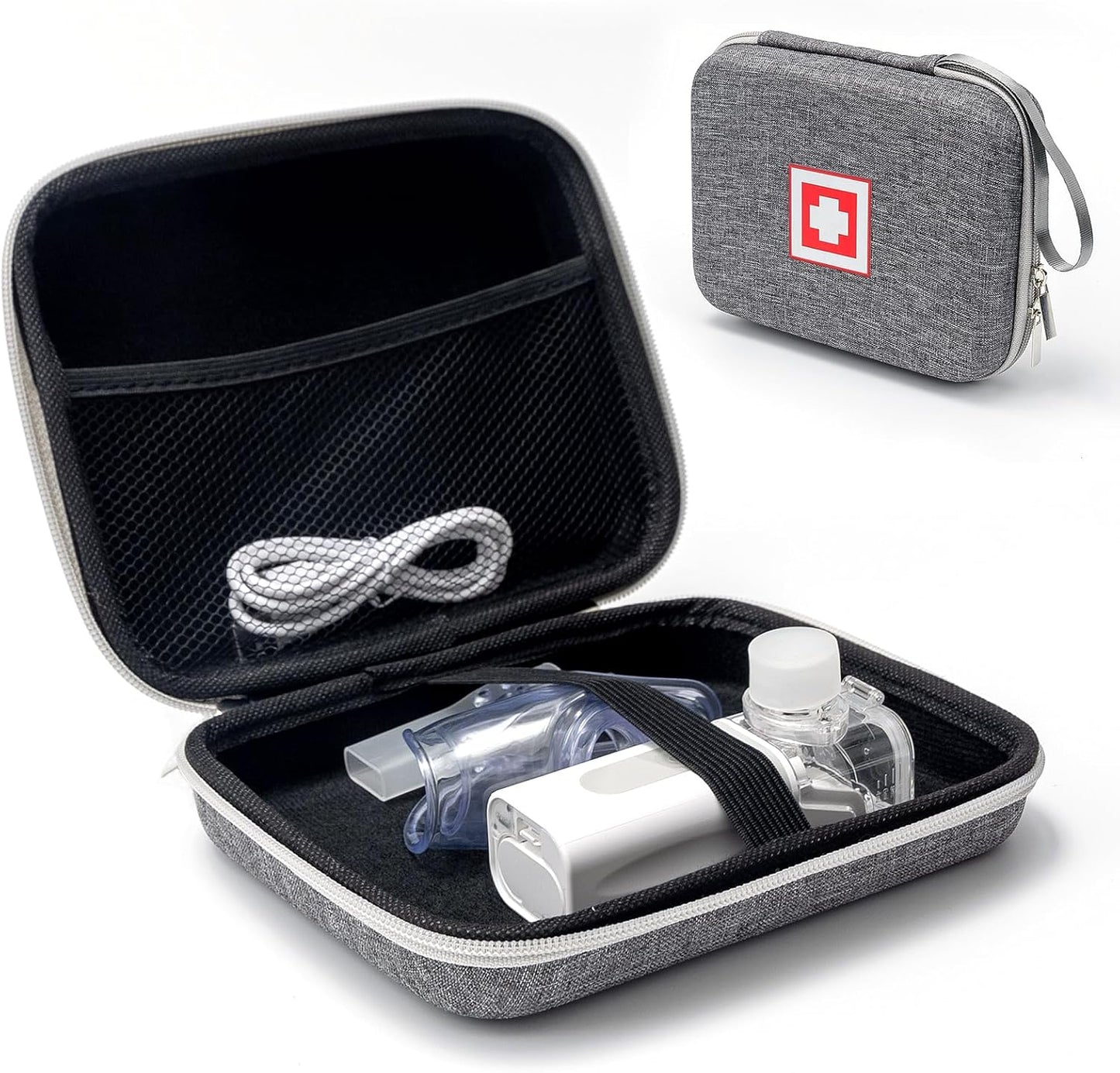 Skiennix Protective Carrying Case - Hard Shell Travel Bag for Portable Nebulizer & Asthma Accessories (Gray)