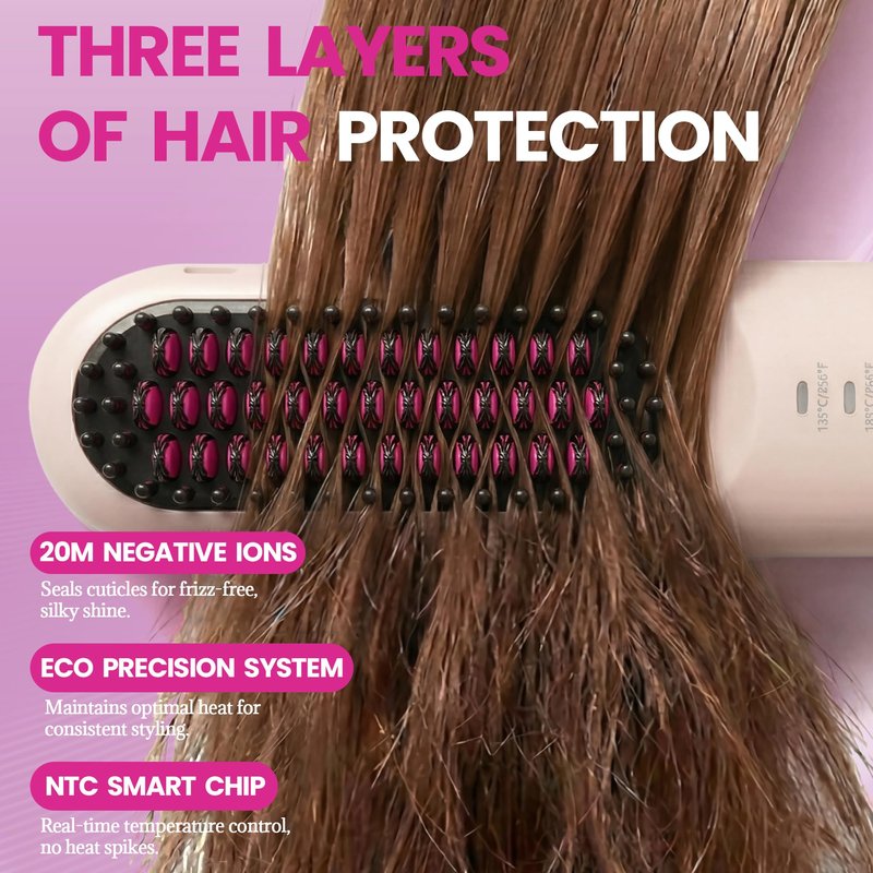 GEVOODIX Cordless Straightening Comb - Hair Straightening Brush for Short Hair - Mini & Portable Travel Heated Brush, Styling Tools