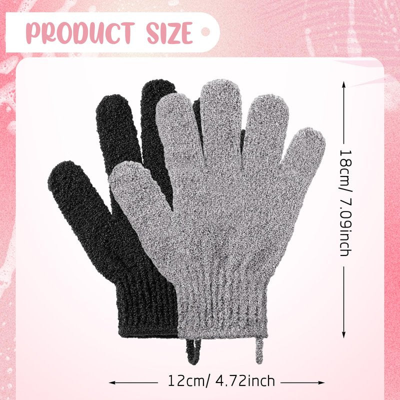 Didaey 104 Pcs Exfoliating Glove Bulk Shower Gloves with Hanging Loop Exfoliating Body Scrubber Dead Skin Remover for Body Bath Beauty Spa Massage Scrubs Men Women Bathing(Black,Grey)