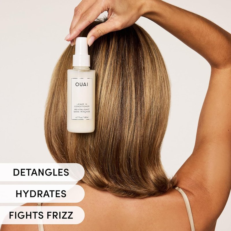 OUAI Leave In Conditioner - Detangling Spray & Heat Protectant Primer | Frizz Control, 450°F Heat Shield, 2 Count