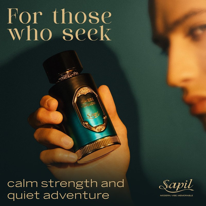 Sapil Ombre Turquoise Eau de Parfum – Long Lasting Unisex Woody Perfume | Cardamom, Leather & Amber Notes | Clean Elegant Signature Fragrance | 3.4 oz / 100ml