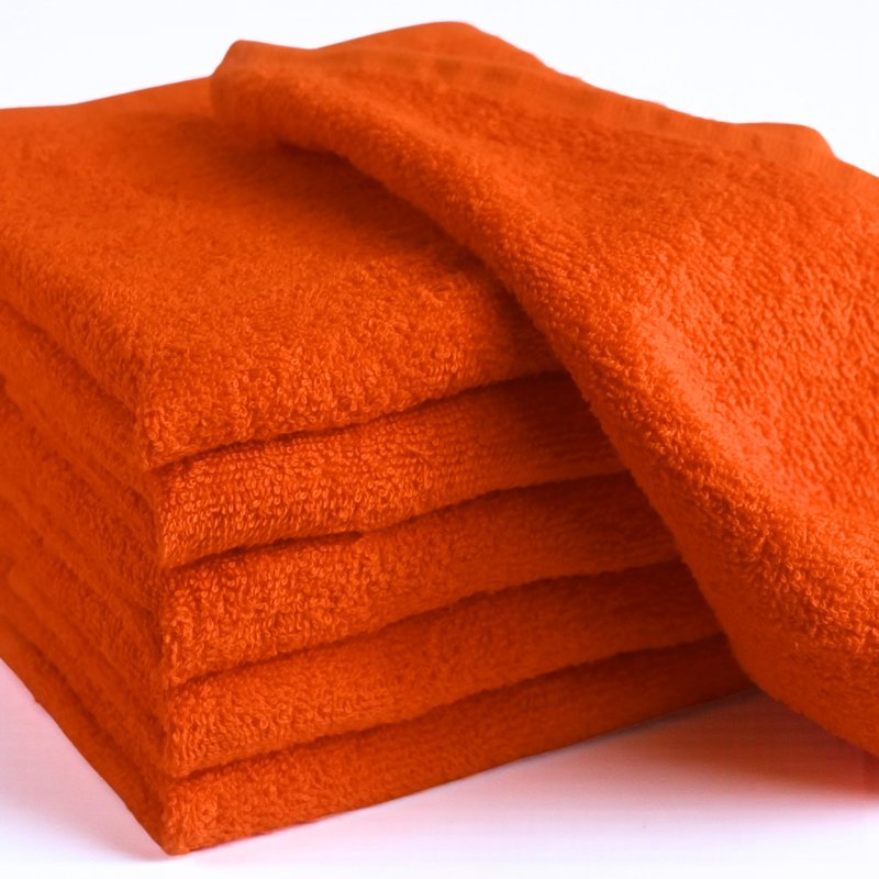 LIVINATI Orange 100% Cotton Wash Cloths for Showering Body and Face - 12"X12" 6 Pack Washcloths - Small Terry Towel Bath Rags for Adults and Kids Bathroom - Soft Absorbent
