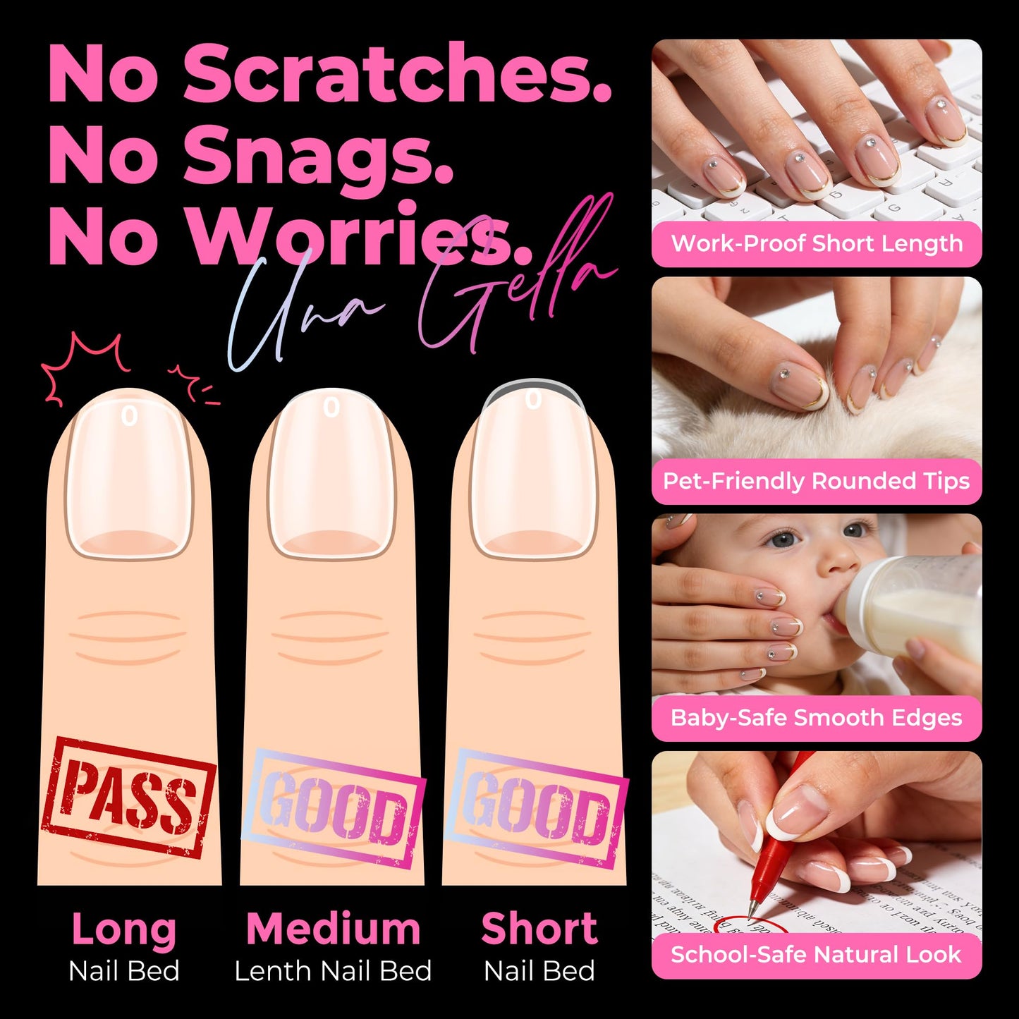 UNA GELLA Extra Short Oval Nail Tips, Pre-Etched Round Clear Fake Nails 216pcs Soft Gel Acrylic Nail Tips Full Cover False Ultra Short Gel Nail Tip for Beginners Nail Salon Extensions 12 Sizes