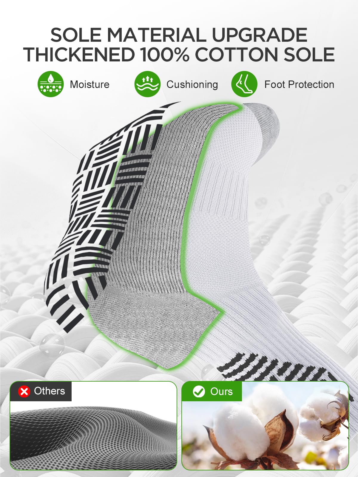 Veridra 1 Pair Men's Grip Socks for US 7-12.5, Anti-Slip Athletic Grippy Soccer Socks Non Slip Pads for Football Basketball Pilates Hospital Yoga, Whtie