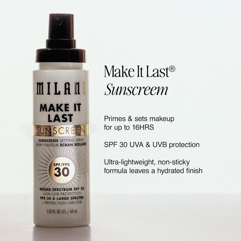 Milani Sunscreen Setting Spray - SPF 30 Face Primer with Antioxidants | 2.02 Fl. Oz - 2 Pack