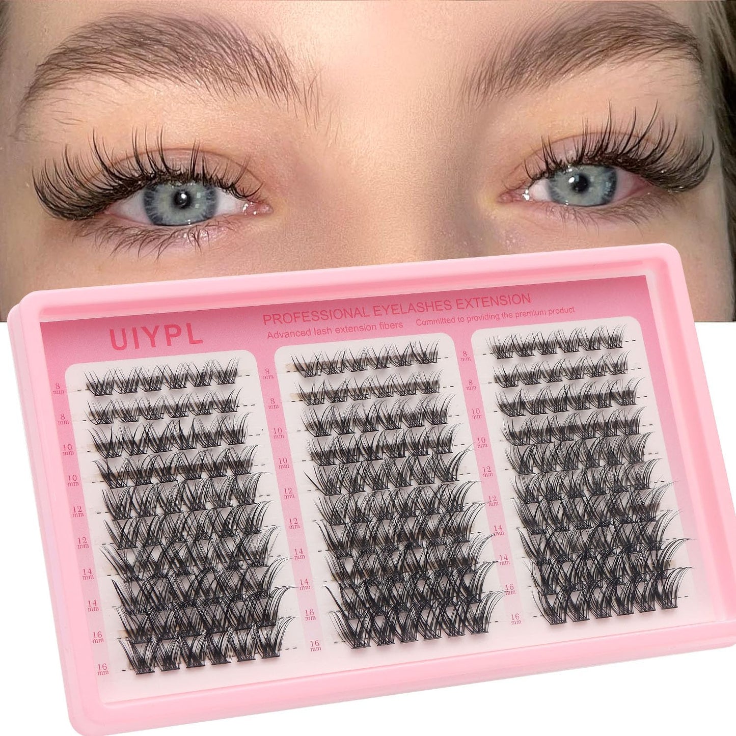 UIYPL Lash Clusters Kit-Cluster Eyelash Extensions. Eyelash Extension Kit. Volume Lash Clusters. Pro Lash. False Eyelashes & Adhesivesc. (ZH13 180pcs)