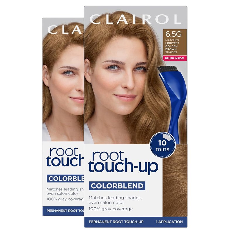 Clairol Root Touch-Up Permanent Hair Dye - 6.5G Lightest Golden Brown | 100% Gray Coverage, Easy Brush Application | Pack of 2