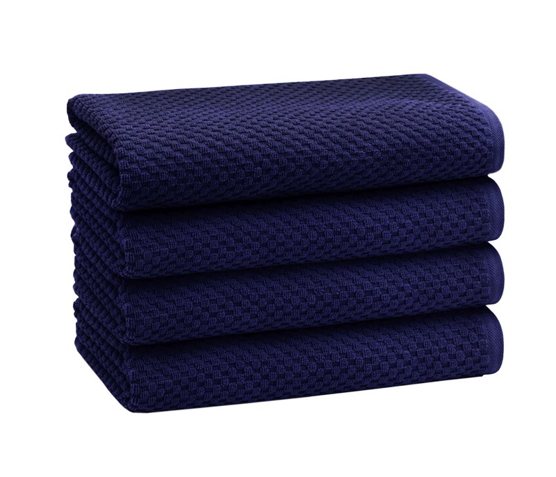 COTTON CRAFT Waffle Bath Towel - Set of 4 Luxurious Euro Spa Waffle Weave Towels - 100% Ringspun Cotton - Super Absorbent Quick Dry Bath Shower Towels - Oversized 30 inches x 56 inches - Navy