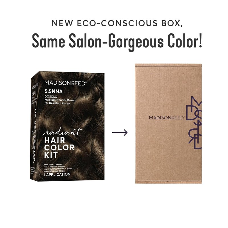 Madison Reed Radiant Hair Color Kit - Dark Brown 5.5NNN with Warm Golden Tones | PPD-Free, Ammonia-Free, 100% Gray Coverage