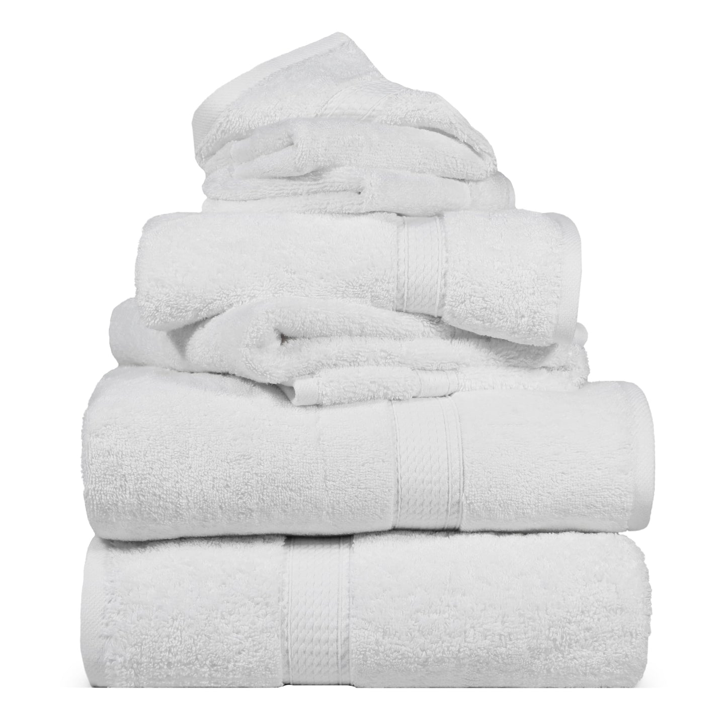 SUPERIOR Egyptian Cotton Ultra Plush & Absorbent, 6 Piece Set, White