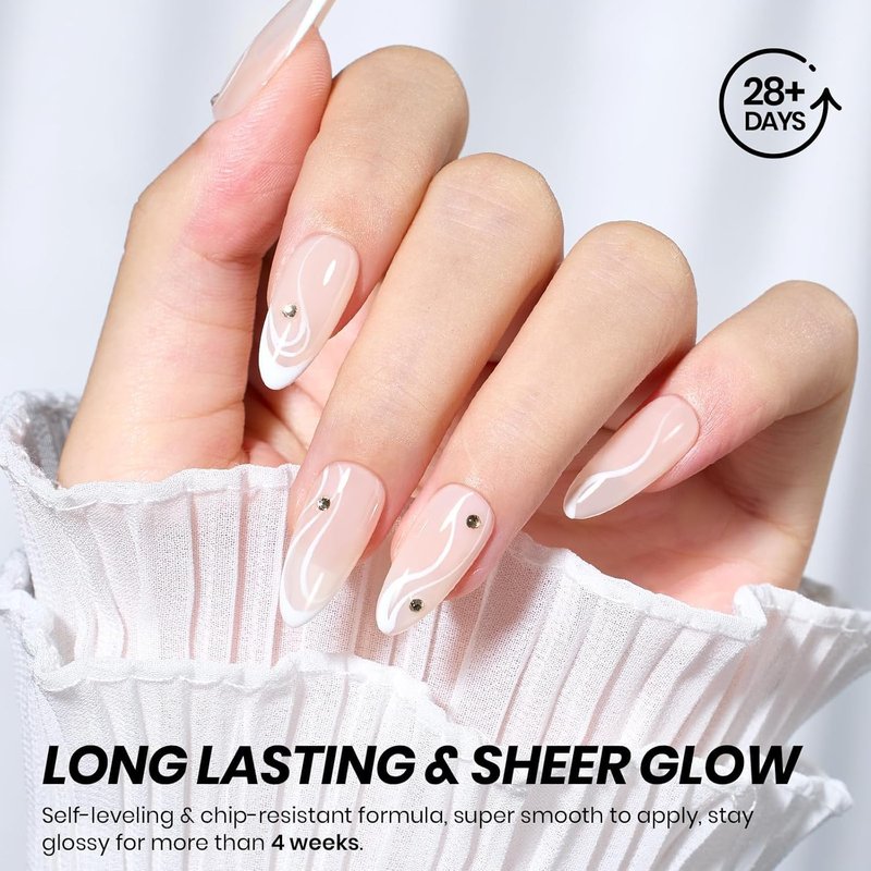 Beetles Nude Gel Polish - 15ml Translucent Neutral Nail Polish Set | Soak Off UV for Spring & Summer Nail Art