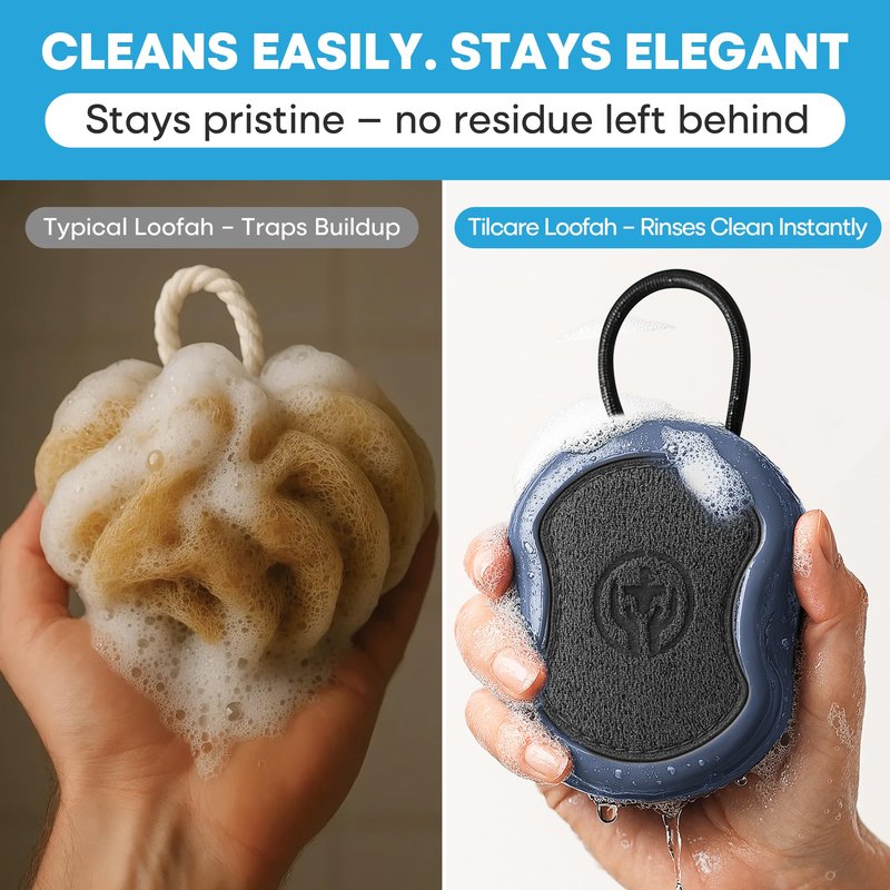 Shower Scrubber for Body 2-in-1 : 2 - Pack High Foaming Body Scrubber Exfoliator for Men, Ergonomic Shower Scrub, Deep Exfoliating Travel Bath Brush Loofah for Women, Durable Skin Wash Tool