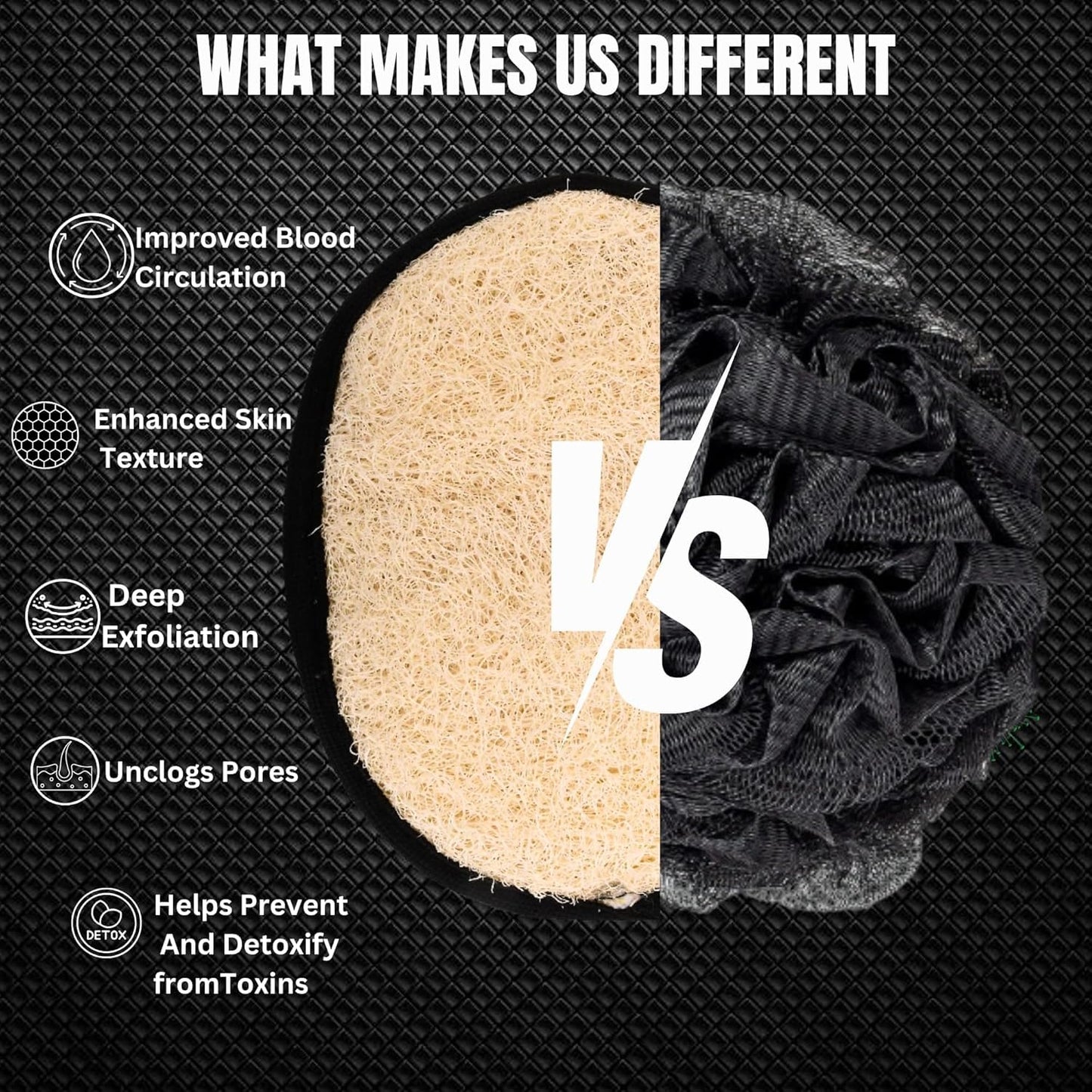 Rugged Natural Shower Loofah for Men - Tough Eco-Friendly Exfoliating Body Scrubbers, Durable & Gentle Terry Towel Cloth pad for Manly Skin Care - Lufas, Luffa, Loofah, Loufas Sponges