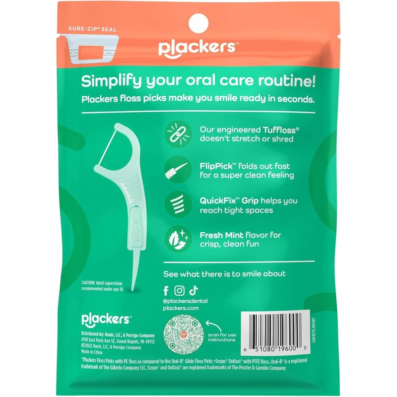 Plackers Micro Mint Dental Floss Picks, 90 Count (Pack of 3)