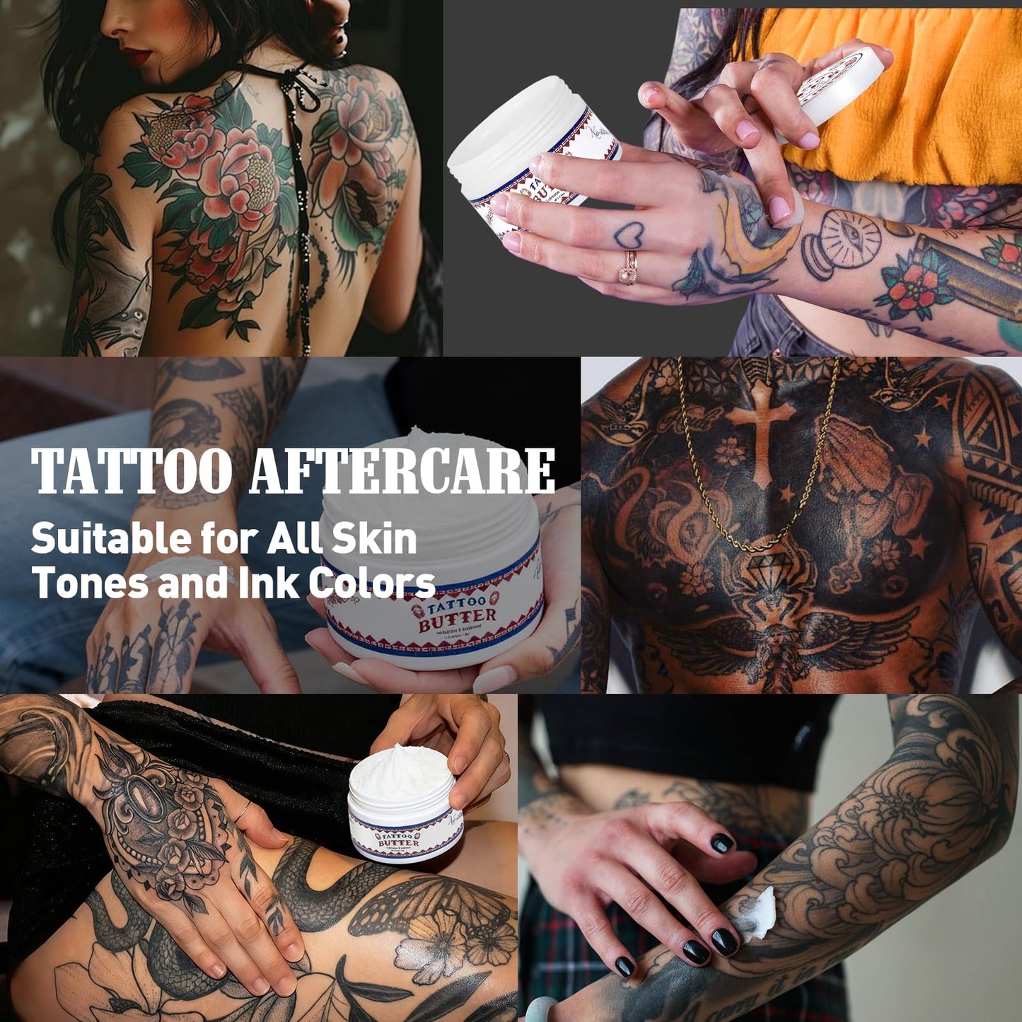 Tattoo Aftercare Balm 2.6oz - Essential Tattoo Supplies with Tattoo Butter Formula for Before During and After Tattoo Process, Healing Cream and Scar Repair Gel for New and Old Tattoos