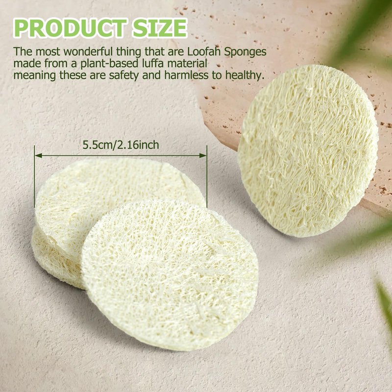 CINDALOG 36 Pack Natural Loofah Sponge Exfoliating Face Pads, Facial Body Scrubbers Pad, When Bath Shower and Spa, Loofa Sponges Brush Scrub, Bulk Loofahs Scrubber, Cleansing Skin for Women and Men
