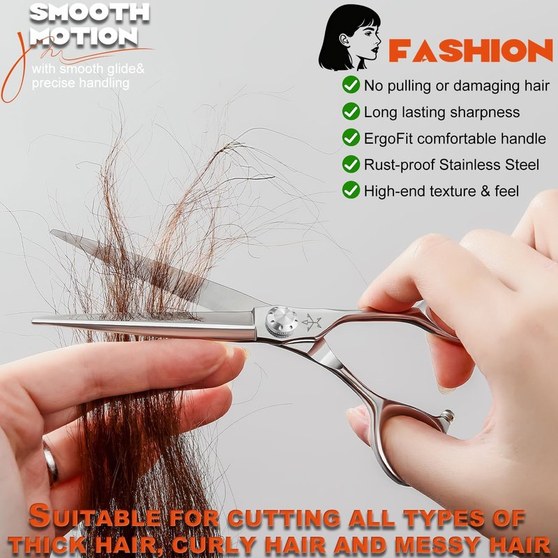 Regine Switzerland Hair Cutting Scissors - Professional 6.5 Inch Stainless Steel Shears for Barbers & Stylists