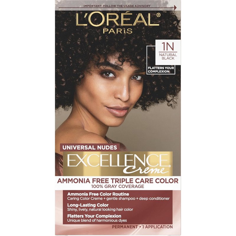 L’Oreal Paris Excellence Hair Color - Ammonia-Free Gray Coverage | 1N Natural Black, 1 Kit