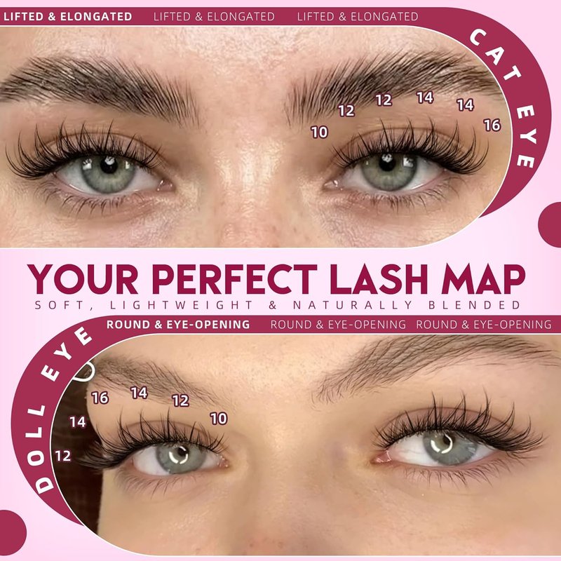 Natural Lash Clusters - Wispy C Curl Eyelash Extensions | 10-16MM Flexible Band for DIY Applications