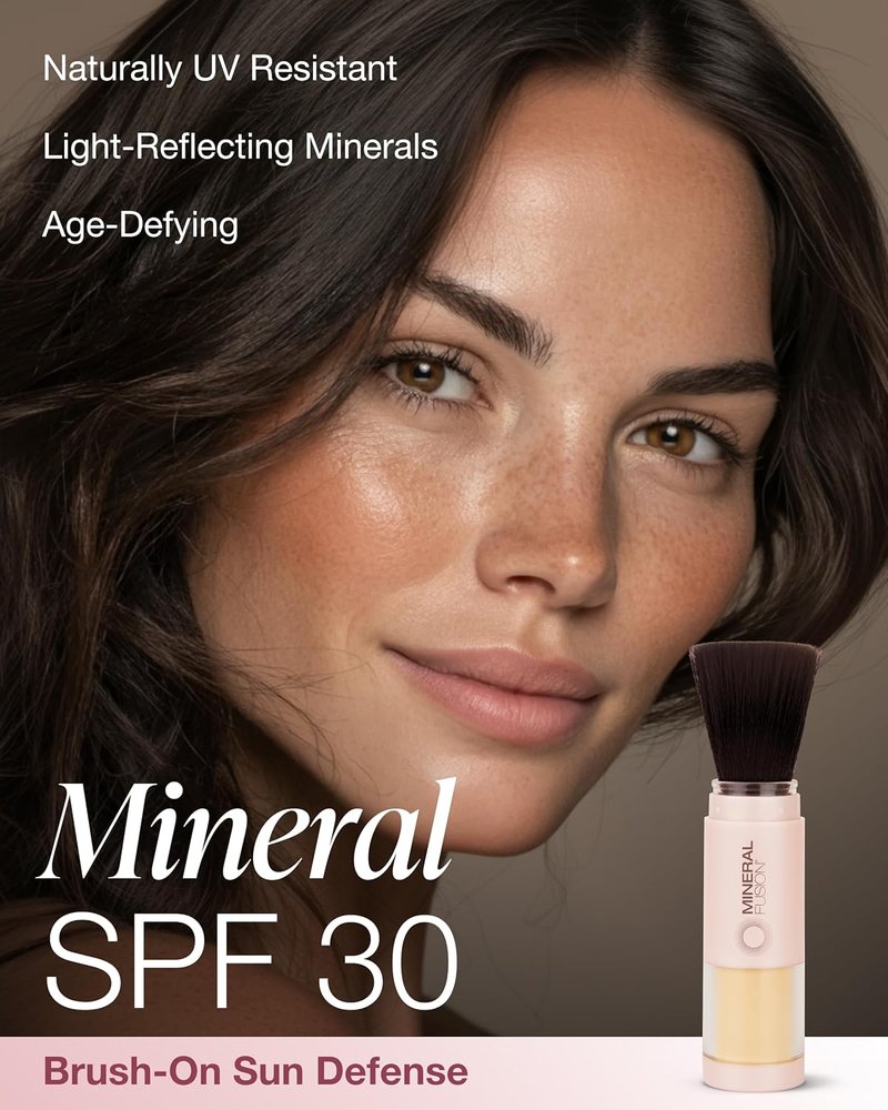 Mineral Fusion Brush-On Powder Sunscreen SPF 30 - Translucent Daily Face Protection | Hypoallergenic & Travel Friendly