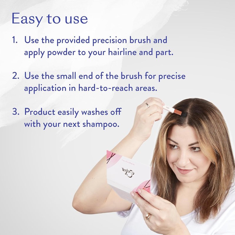 eSalon Root Touch Up + Brow Powder - Light Brunette Hairline Concealer for Thinning & Gray Hair | Creates Fuller-Looking Hair