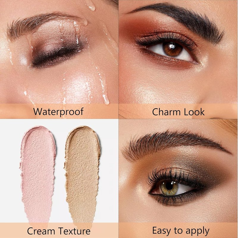 Skiennix Cream Eyeshadow Stick - Long-Lasting, Crease-Proof Formula | #4 Taupe Shimmer with Built-In Smudger