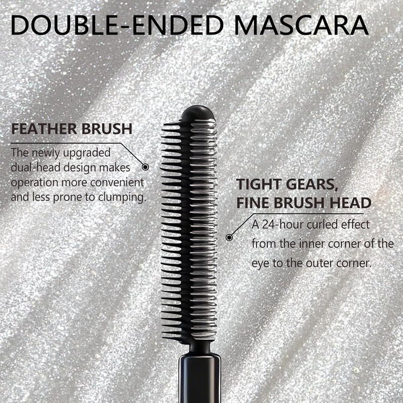 2PCS Iron Wand Mascara, Feather Lash Iron Mascara, Metal Mascara Wand, 3d Curling Eyelash, Added Fiber, Natural Length Slim Volume Building, Long-Lasting Smudge-Proof