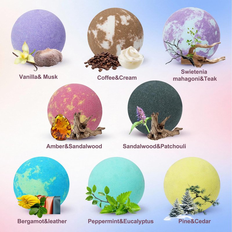 Bath Bombs for Men and Women, Gifts Set for Women & Men with Strong Scented Handmade Organic Bath Bombs Set, Natural Essential Oils, 8 Pack Relaxing Gifts, Mother's Day Birthday Gifts