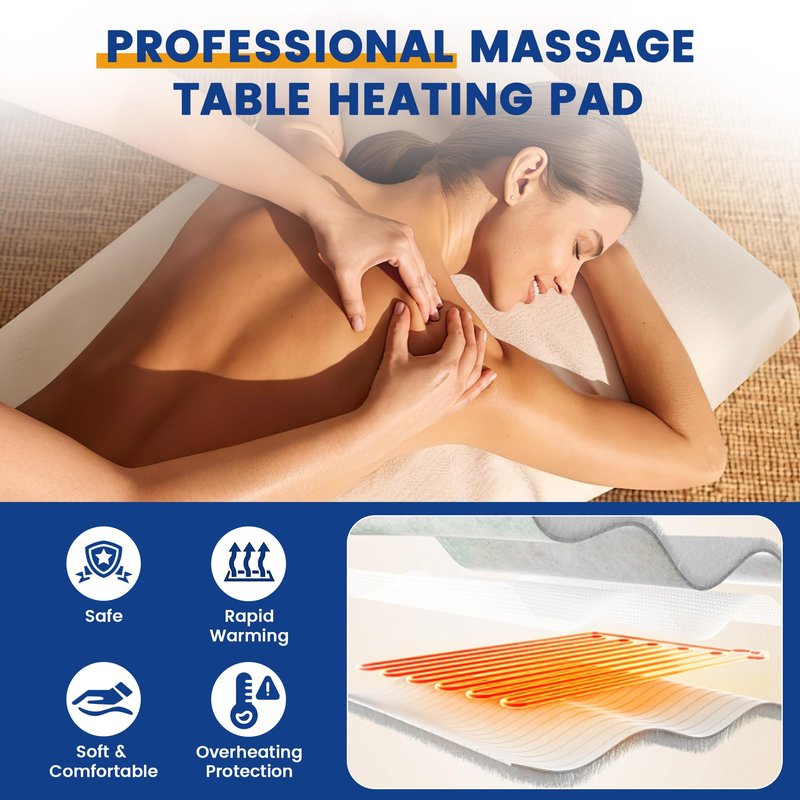 PARMOOM Massage Table Warmer Heating Pad Professional Massage Bed Warmer with 4 Timer, 8 Heat Settings, Overheat Protection for Massage Bed & Spa, Thickened & Soft Fleece, 30" x 71"