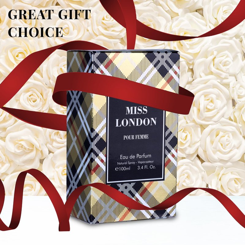 Miss London for Women Eau De Parfum - Honeysuckle, Rose, Jasmine, Peony - Elegant Blends with Floral, Citrus & Woody Note - Fresh & Feminine Scent - 100ml Bottle for Daily Wear & Special Occasions