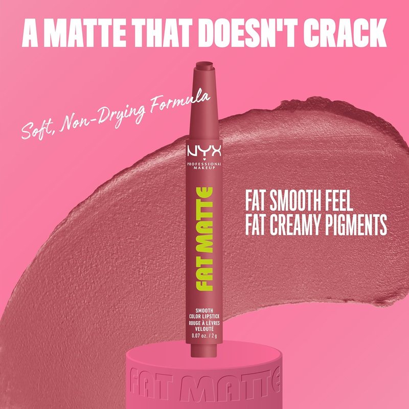 NYX PROFESSIONAL MAKEUP Fat Matte Lipstick - Pigmented, Smoothing & Non-Drying Lip Crayon | Long Lasting Vegan Makeup - Blush Blanket (Mauve)