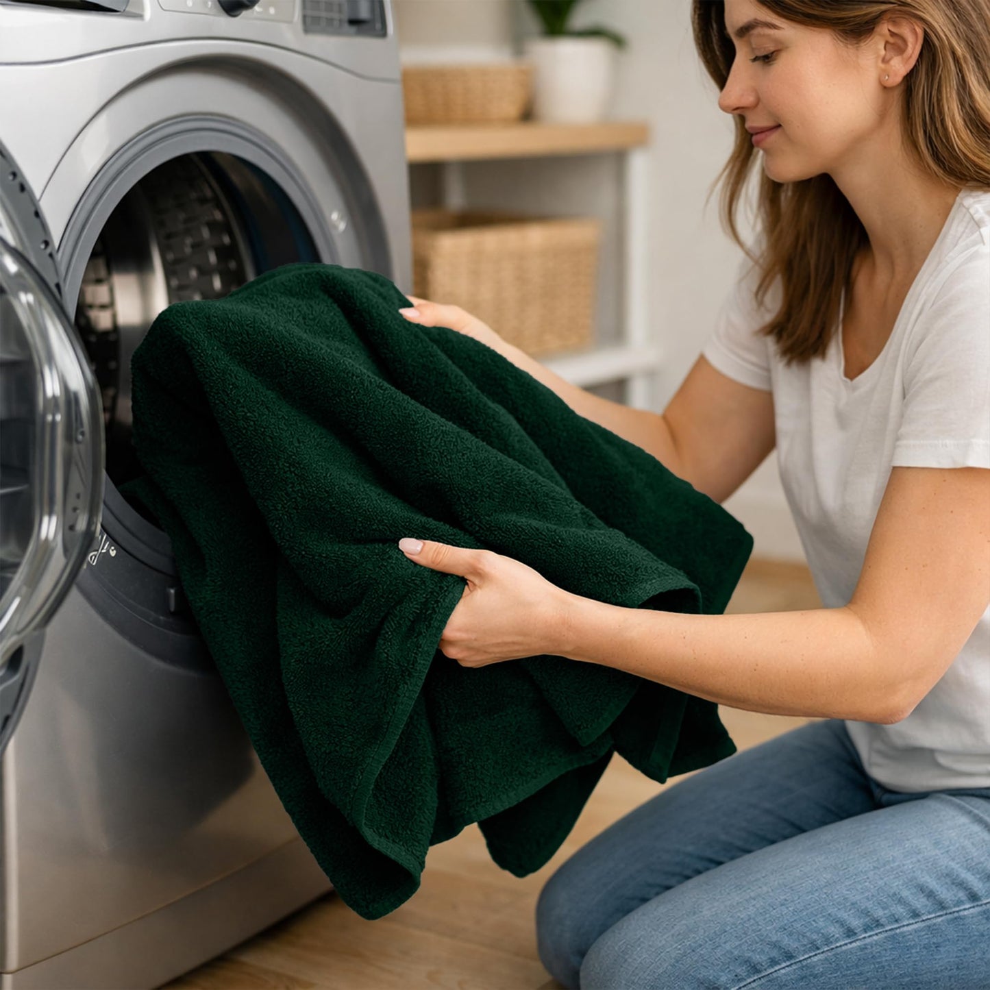RIVERSIDE Pack of 2 Extra Large Bath Sheets 35 x 70 Inches, 100% Ring Spun Cotton, Hotel Quality, Oversized Bath Towels for Adults, Soft, Highly Absorbent & Quicker to Dry, Hunter Green