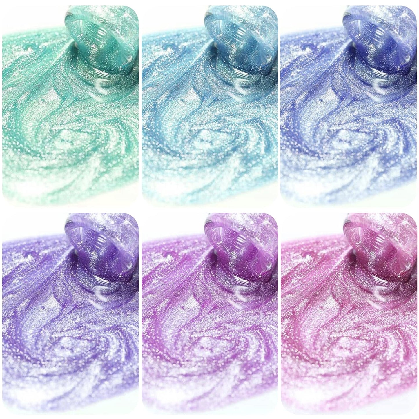 Vishine Galaxy Cat Eye Holographic Glitter Gel Nail Polish Set - 6 Colors, Soak Off, 8ml | Starry Sky Effect