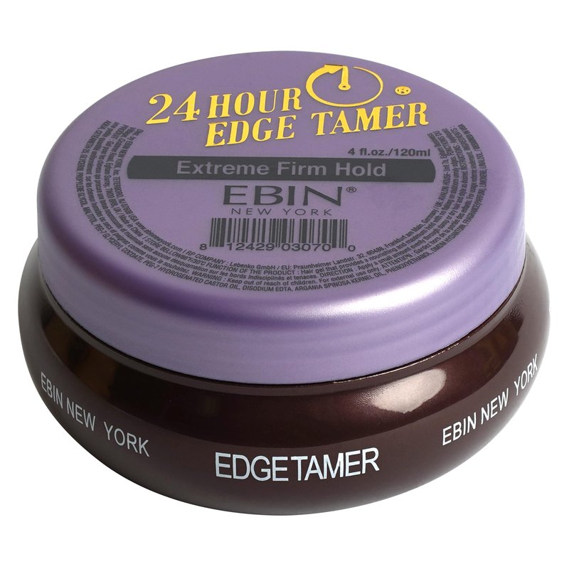 EBIN NEW YORK 24 Hour Edge Tamer Extreme Firm Hold 4.0Fl Oz Strong Edge Control Gel, No Flaking, Sleek Smooth Finish, Long Lasting, Argan & Castor Oil