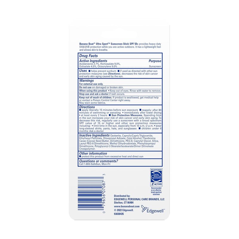 Banana Boat Sport Ultra Sunscreen Stick SPF 50 - Travel Size Oxybenzone-Free Sunblock, 1.5oz